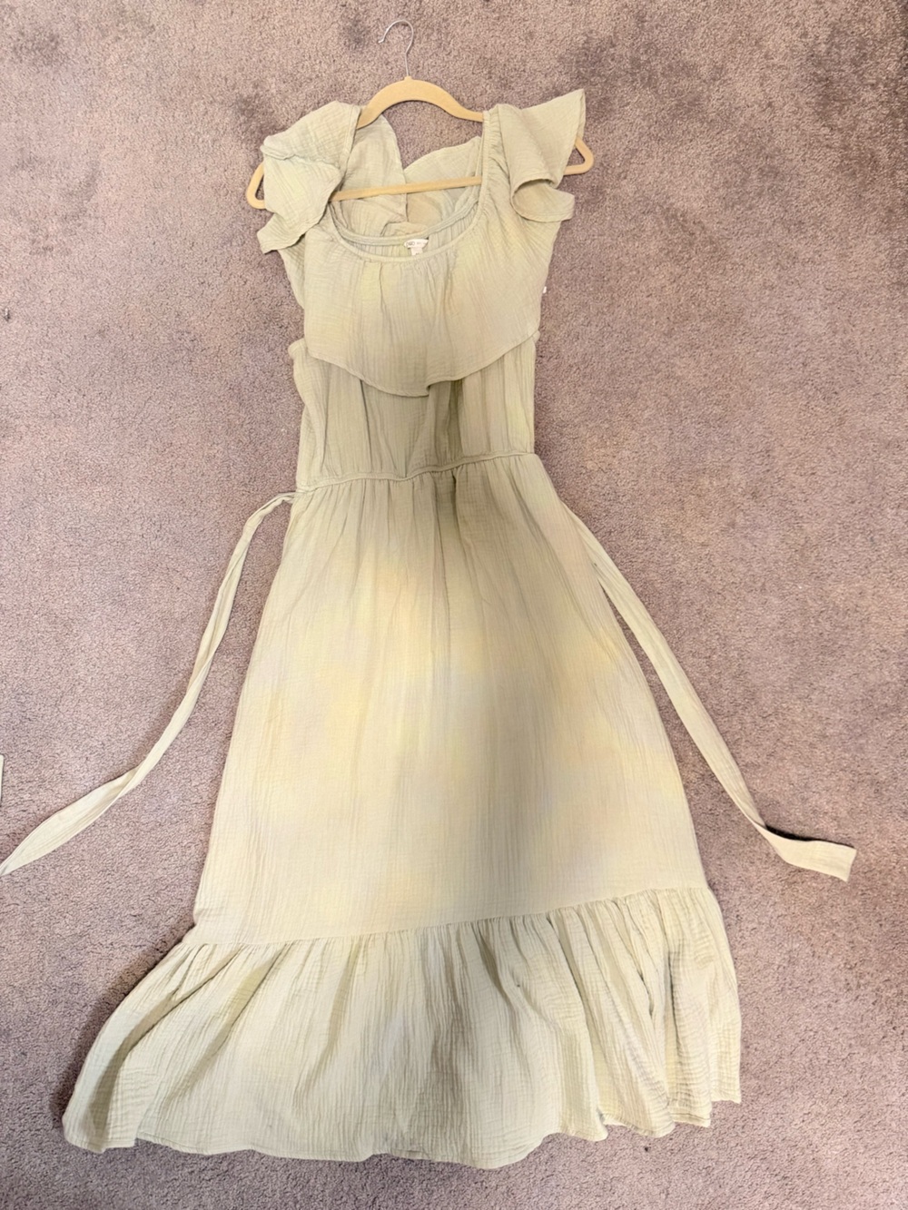 Strapless Ruffled Maxi Dress in Light Sage